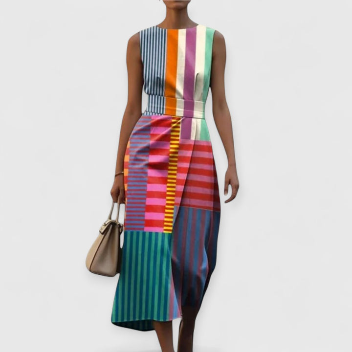 Tiffany – Robe multicolore à rayures sans manches