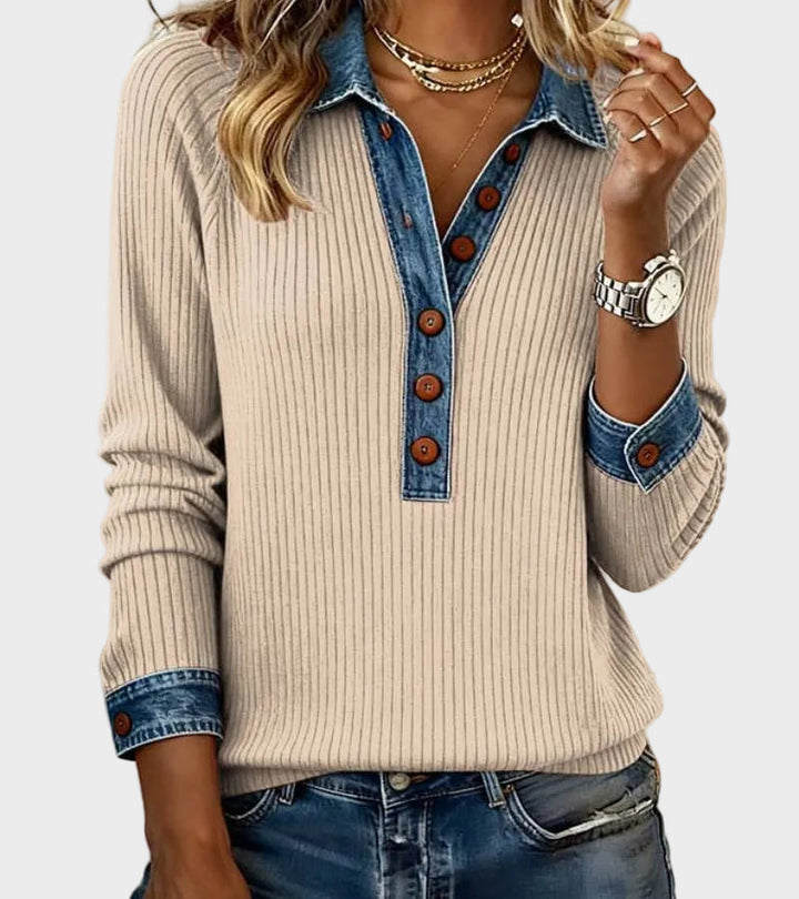 Roxane - Chemise en denim tissée à manches longues