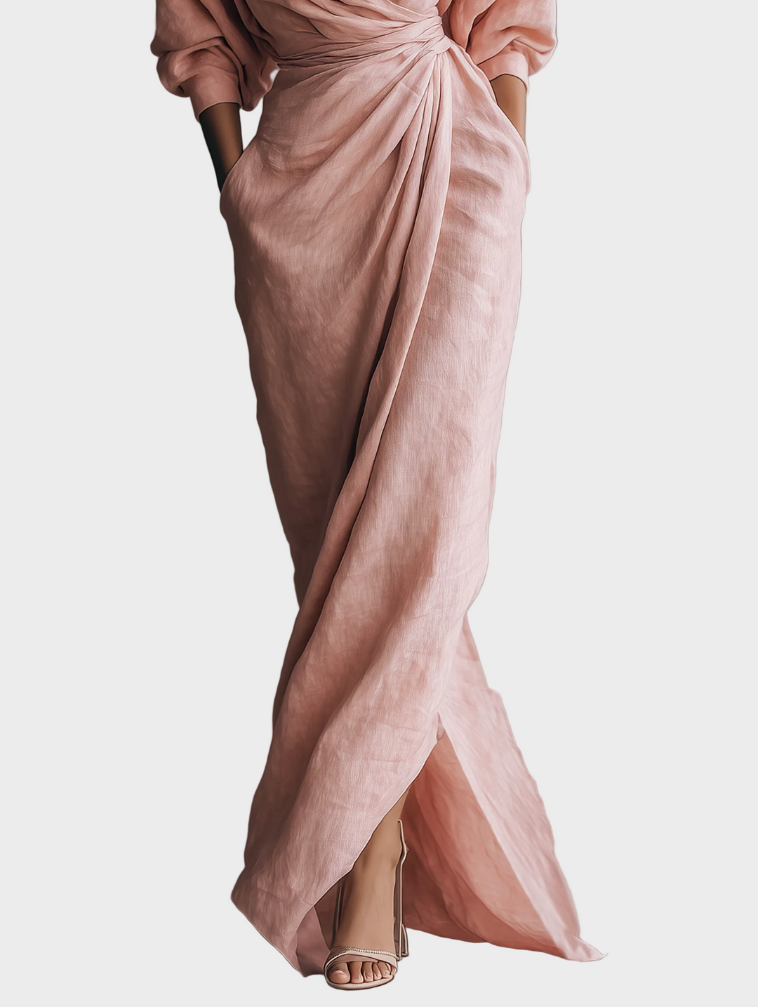 Robe Maxi en Lin avec Décolleté en V