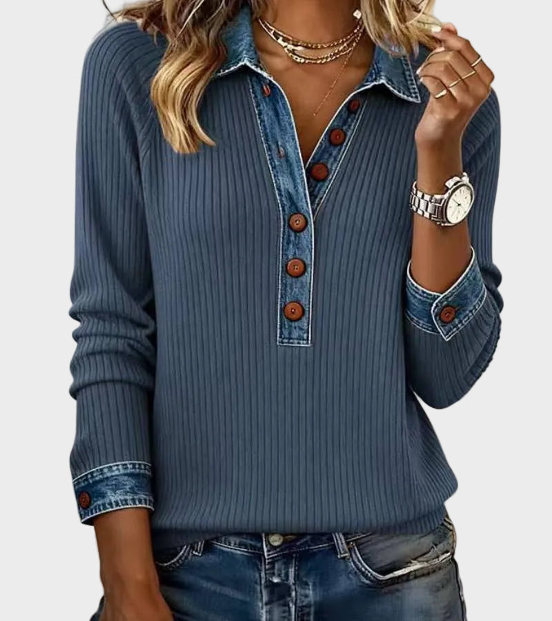 Roxane - Chemise en denim tissée à manches longues