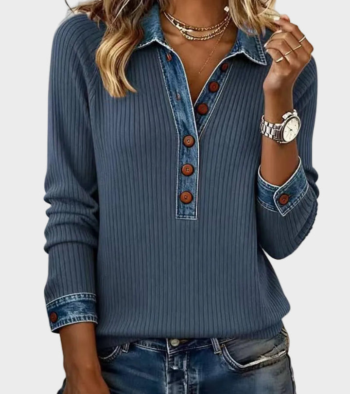 Roxane - Chemise en denim tissée à manches longues