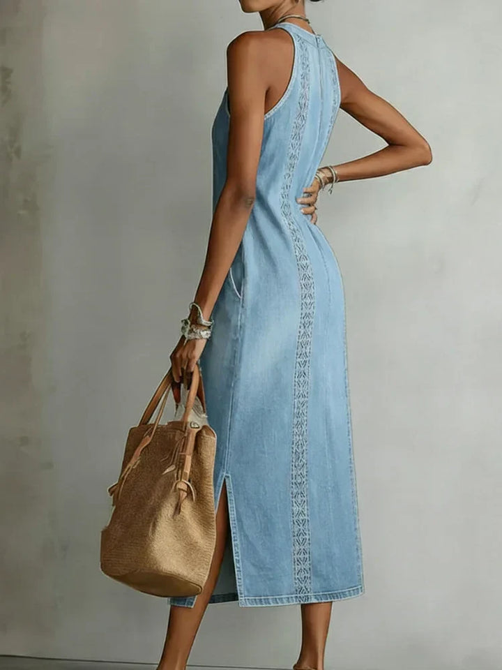 Soline | Robe en denim à dentelle rétro
