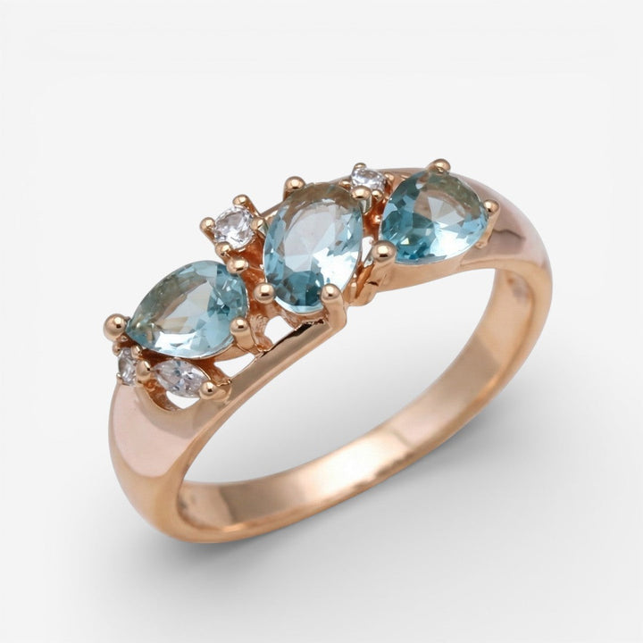 Bague Vintage Zirkonia Élégante en Or Blå