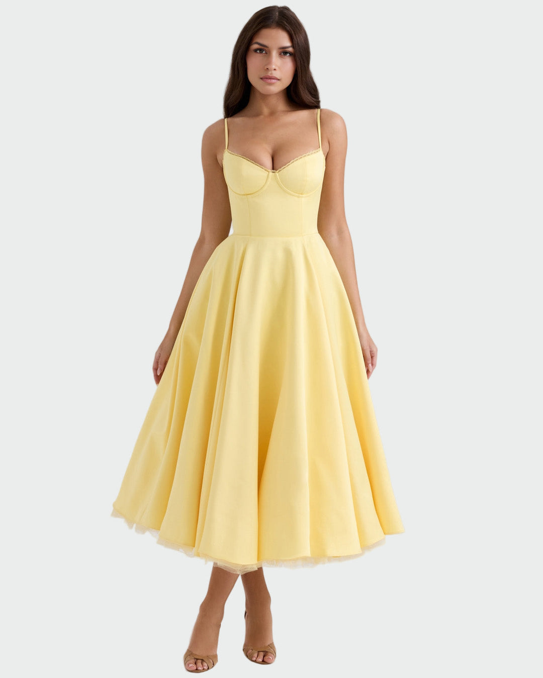 Anna – Robe Midi Jaune