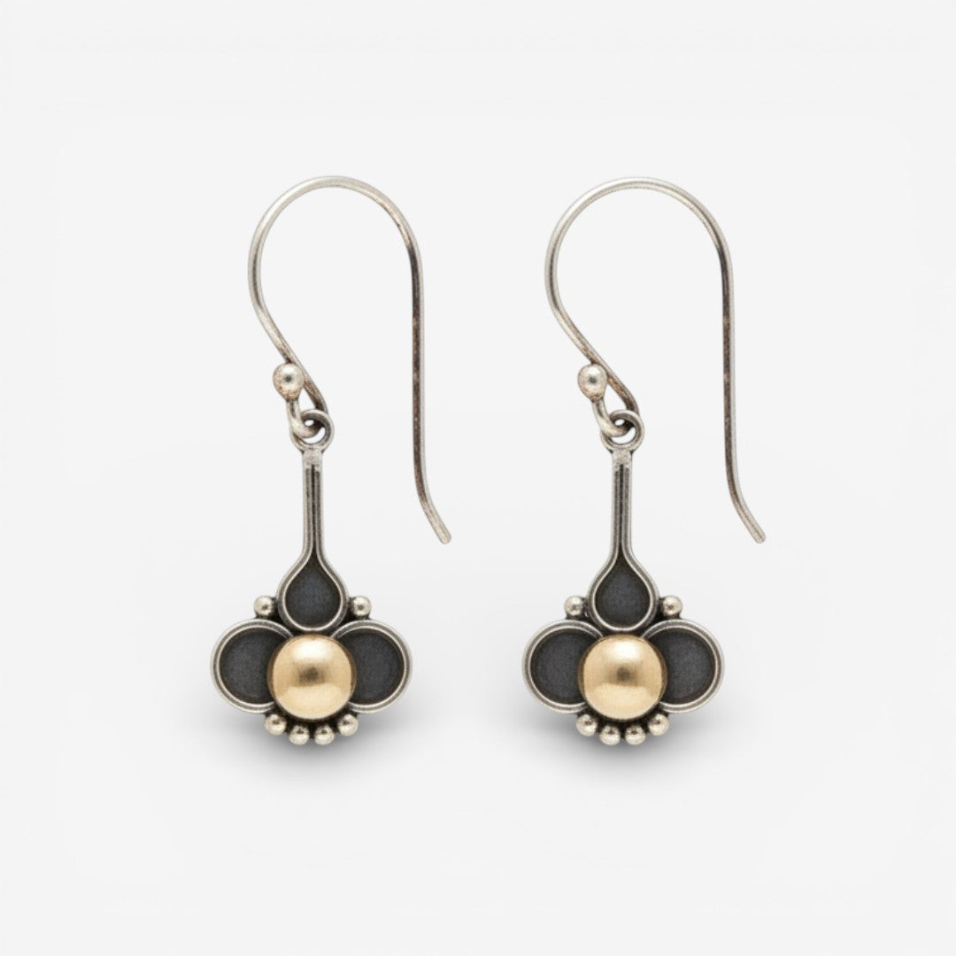 Boucles d'oreilles Boho Trèfle avec Perles en Or