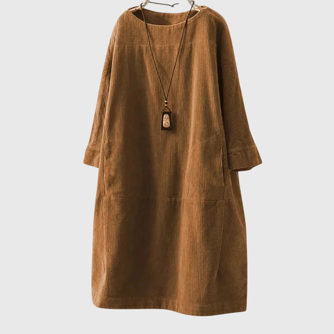 Grace | Robe Midi en Velours Côtelé Détendue
