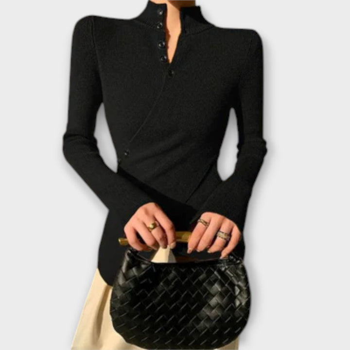 Michèle - Pull ajusté élégant noir