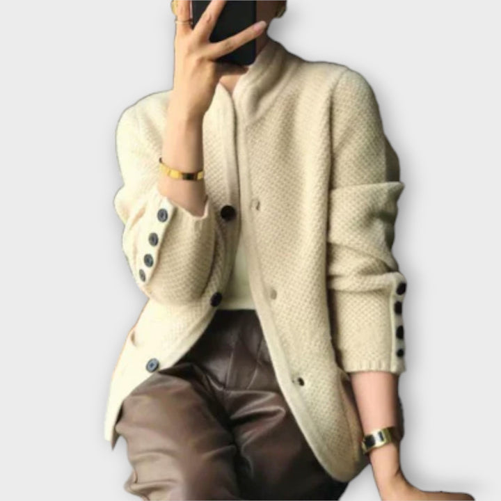 Alice - Cardigan confortable couleur crème