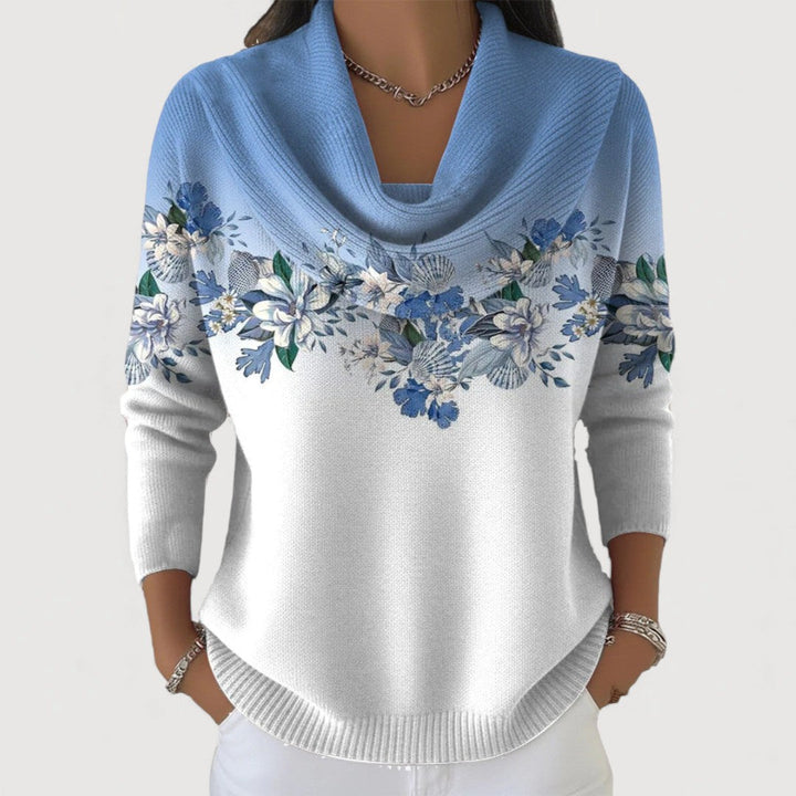 Gabrielle – Pull floral avec col