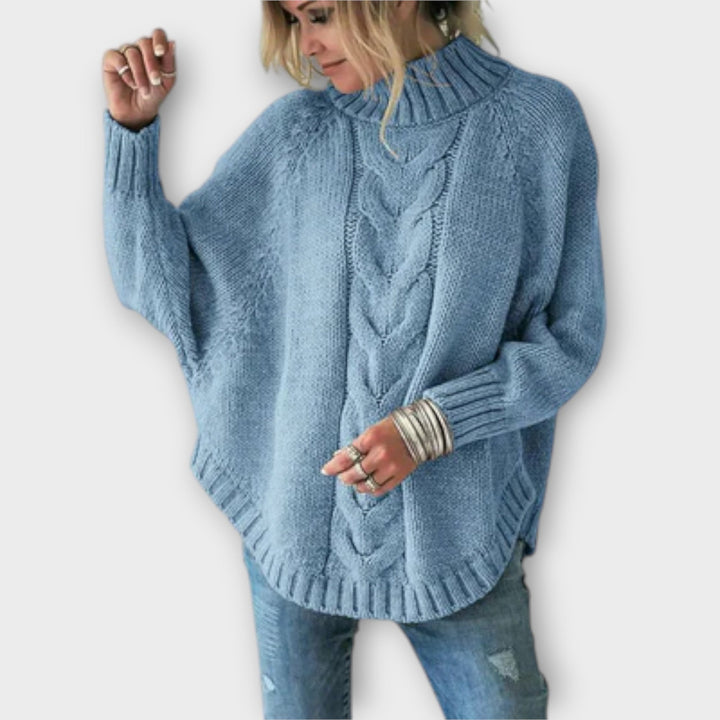Élise - Pull bleu ciel avec motif en relief
