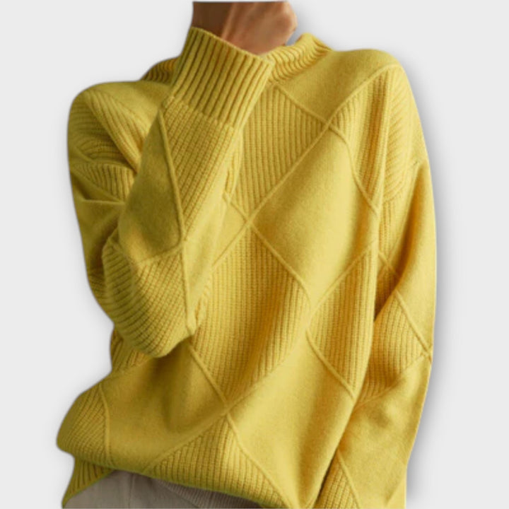 Mélanie - Pull col roulé jaune et confortable