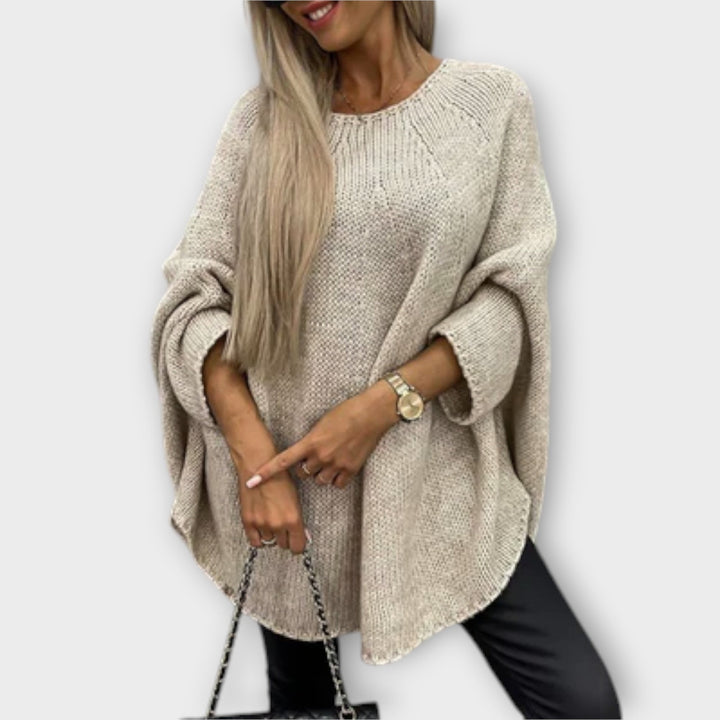 Isabelle - Pull beige pour femmes avec col rond