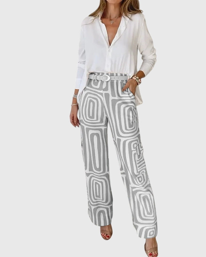 Emilia | Pantalons Élégants + Blouse & Ceinture Offertes