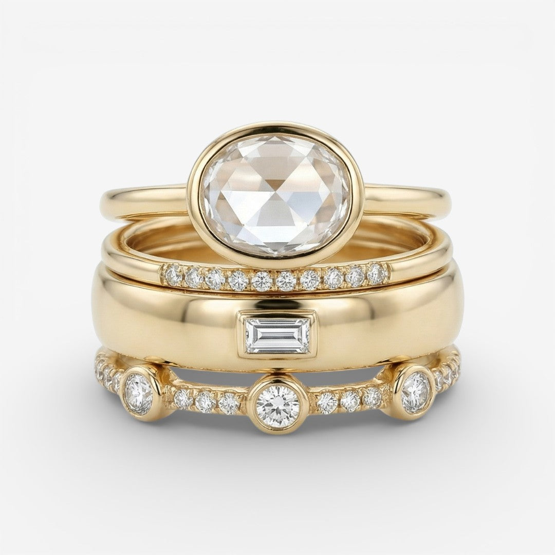 Lily - Ensemble de Bagues Vintage en Or et Zirconia