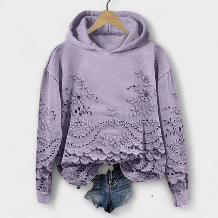 Grâce - Hoodie Vintage Lila avec Imprimé Floral