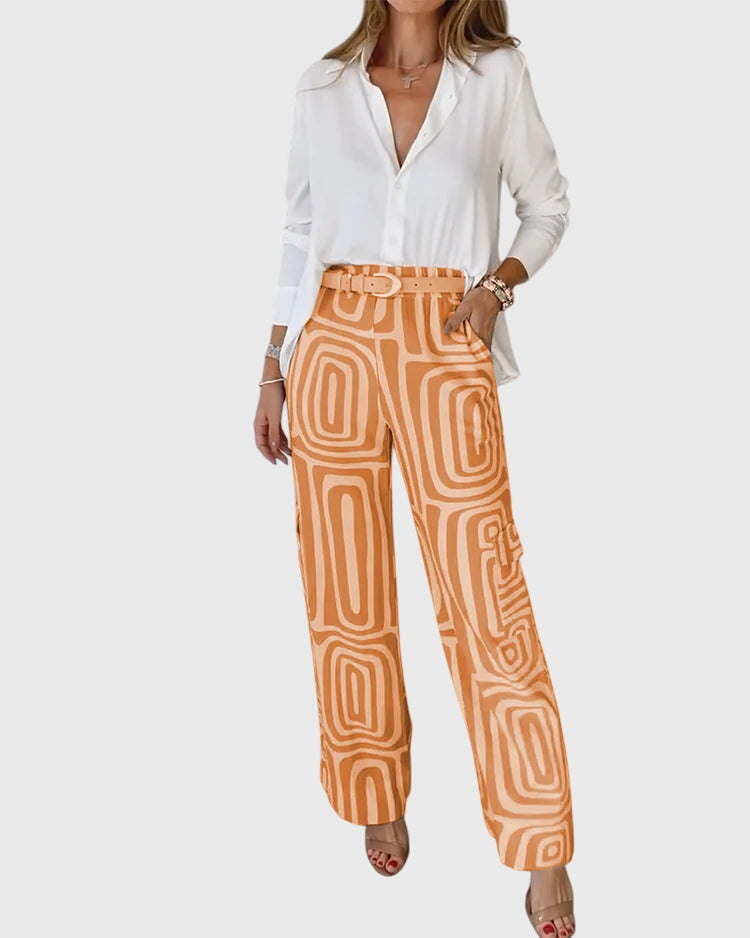 Emilia | Pantalons Élégants + Blouse & Ceinture Offertes