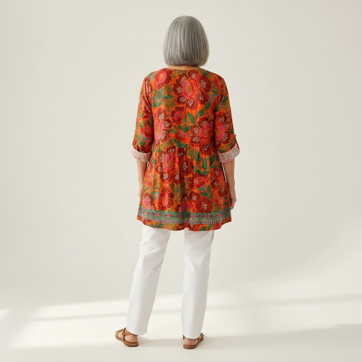 Delphine - Blouse longue imprimée