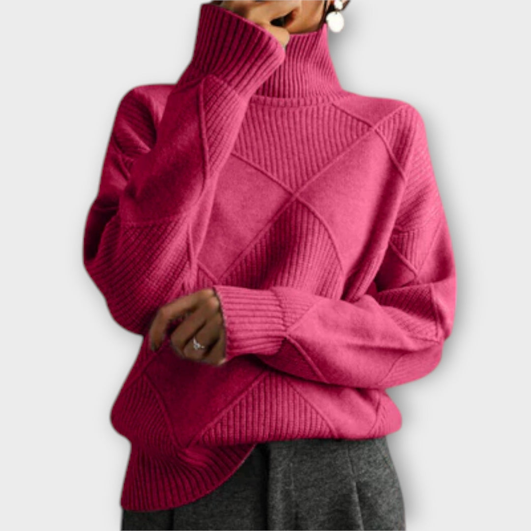 Mélanie - Pull col roulé jaune et confortable