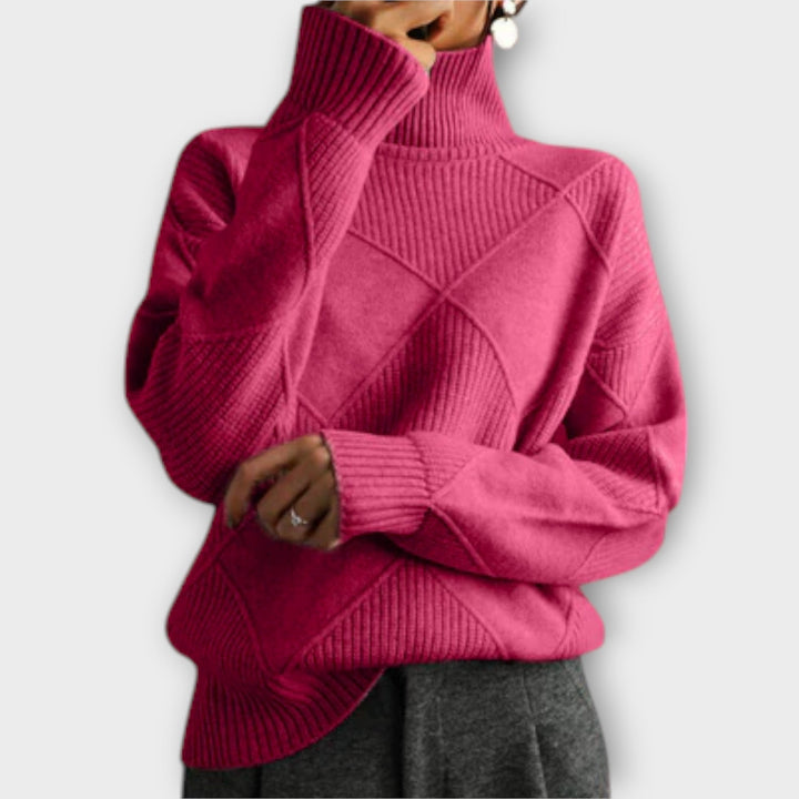 Mélanie - Pull col roulé jaune et confortable