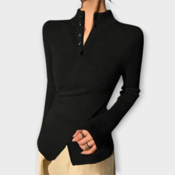 Michèle - Pull ajusté élégant noir