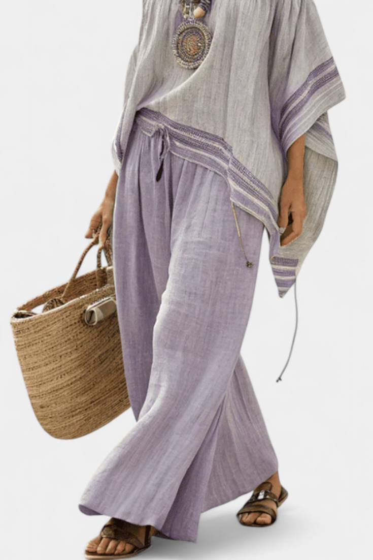 Nathalie | Élégant Ensemble Bohémien en Tissu de Bambou Léger