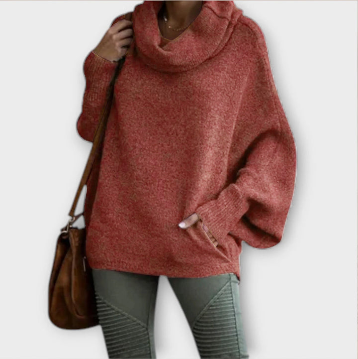 Aurélie - Pull à col roulé beige élégant