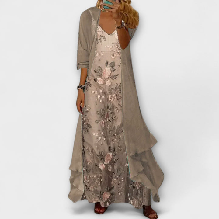 Caroline | Ensemble de robe maxi élégante en deux pièces