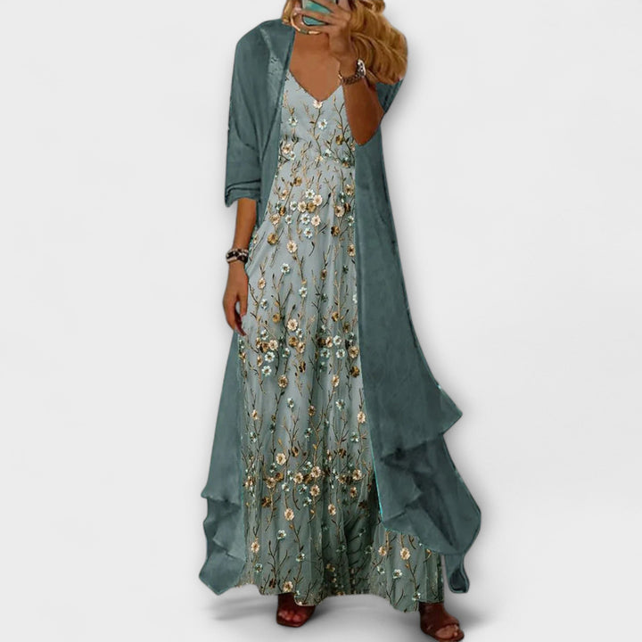 Caroline | Ensemble de robe maxi élégante en deux pièces