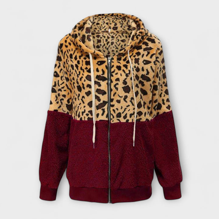 Léa - Sweat à capuche en polaire avec design léopard