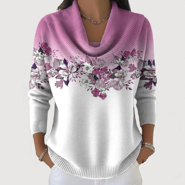Gabrielle – Pull floral avec col