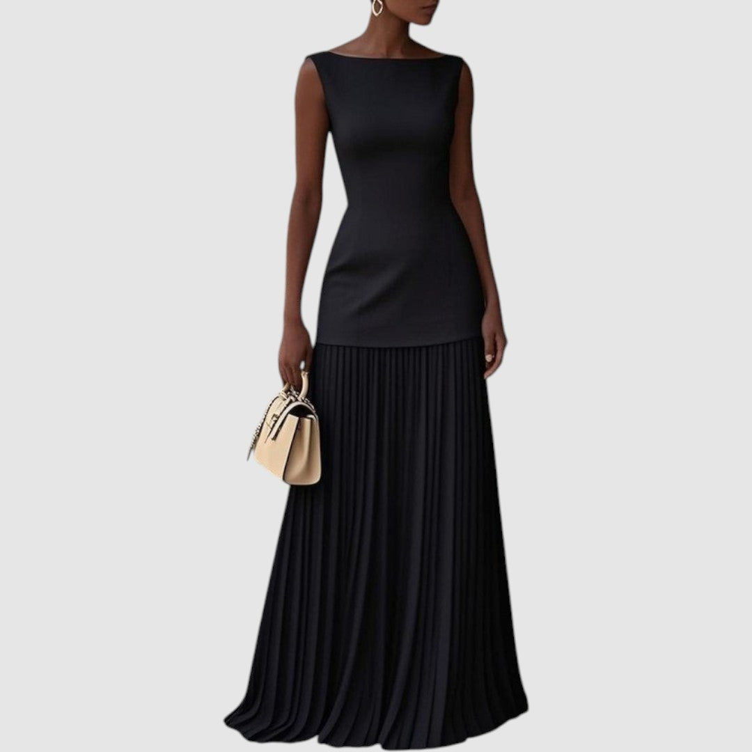 Eliška - Robe maxi sans manches avec un motif plissé