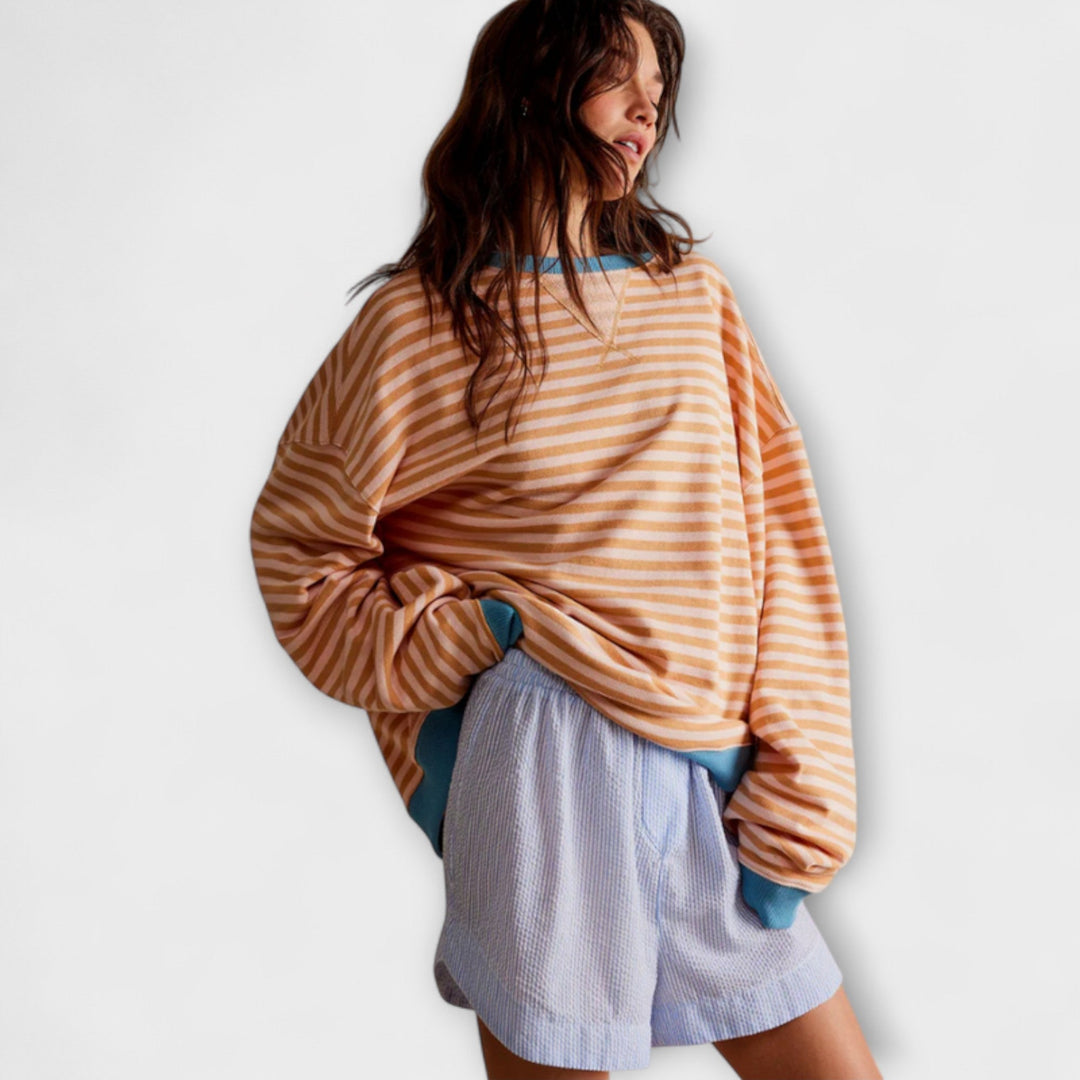 Marlène - Pull oversize rayé bleu et blanc