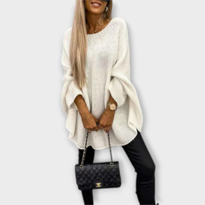 Isabelle - Pull beige pour femmes avec col rond