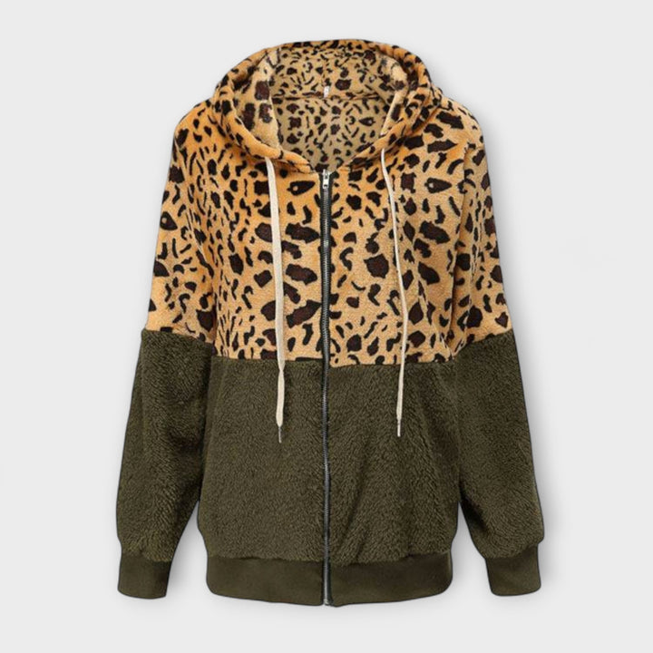 Léa - Sweat à capuche en polaire avec design léopard