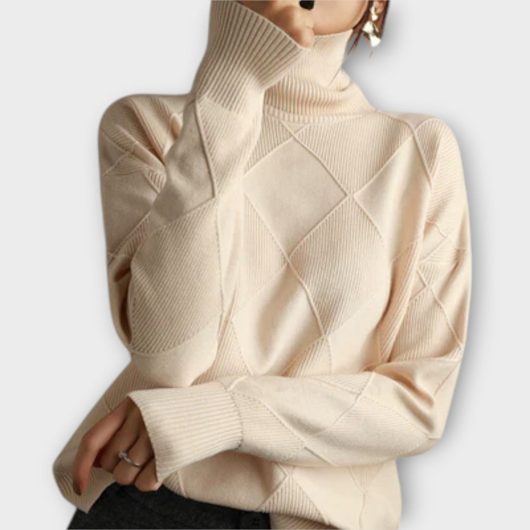 Mélanie - Pull col roulé jaune et confortable