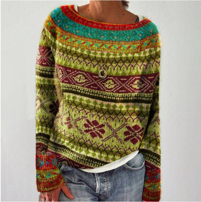 Constance - Pull douillet couleur pétrole avec motif de sapin