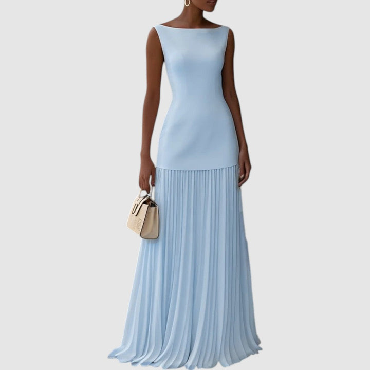 Eliška - Robe maxi sans manches avec un motif plissé