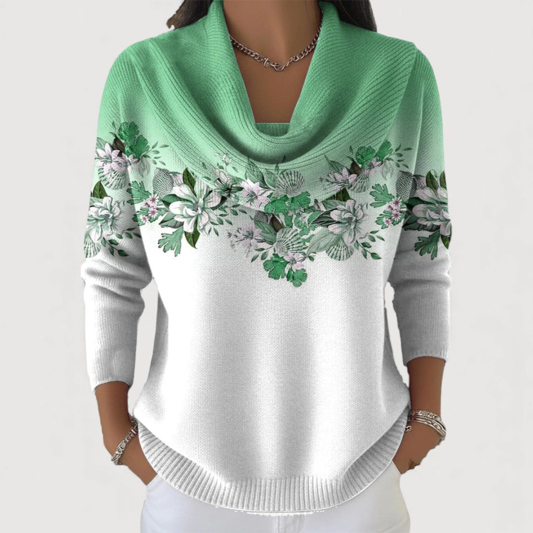 Gabrielle – Pull floral avec col