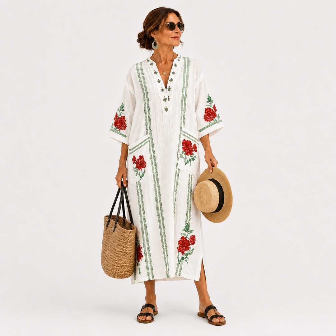 Caftan Elena Wit Roses
