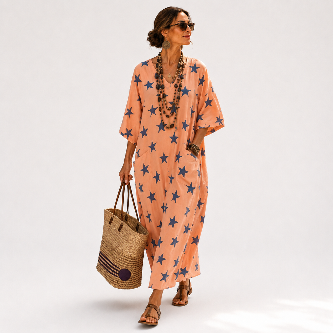 Caftan Selma Corail Étoiles