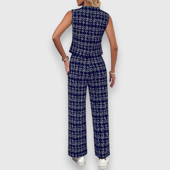 Liliane - Ensemble de deux pièces avec décolleté en V et pantalons assortis