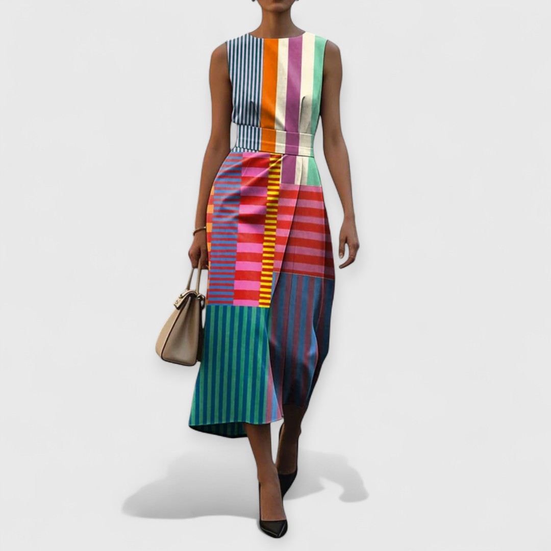 Tiffany – Robe multicolore à rayures sans manches