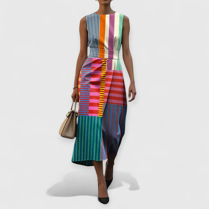 Tiffany – Robe multicolore à rayures sans manches