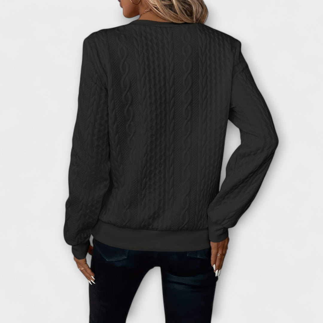 Joëlle - Pull en tricot élégant blanc avec motif en relief
