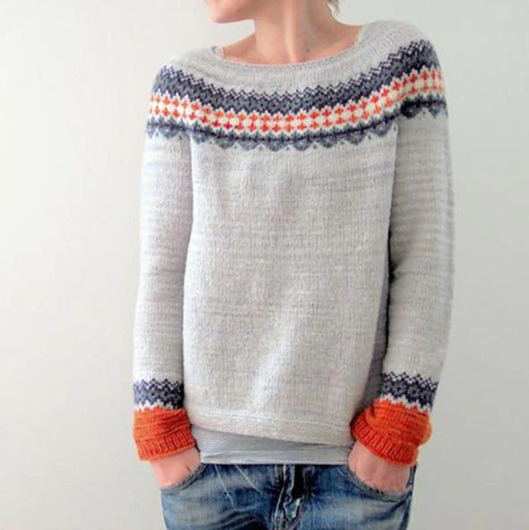 Constance - Pull douillet couleur pétrole avec motif de sapin