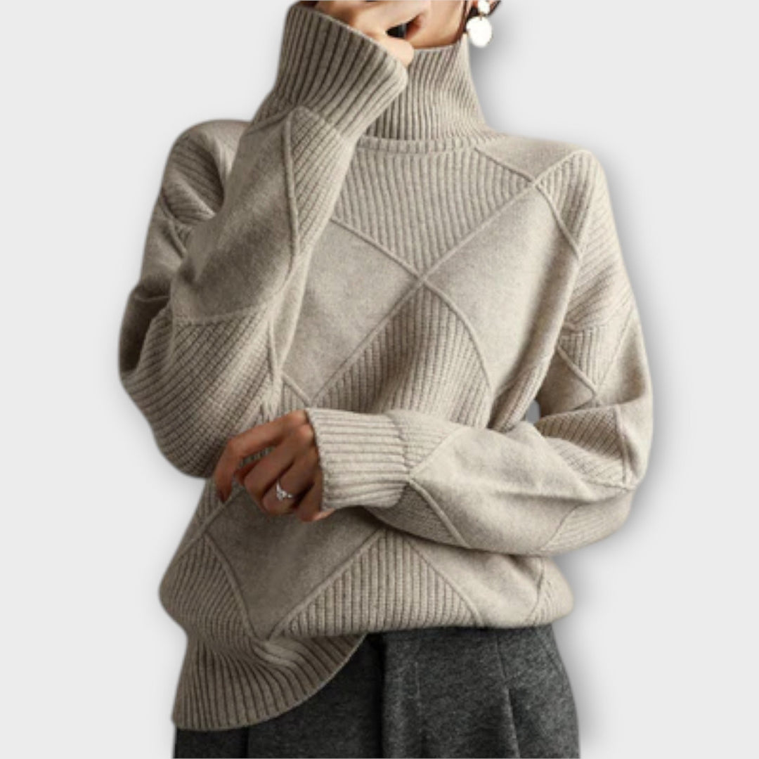 Mélanie - Pull col roulé jaune et confortable