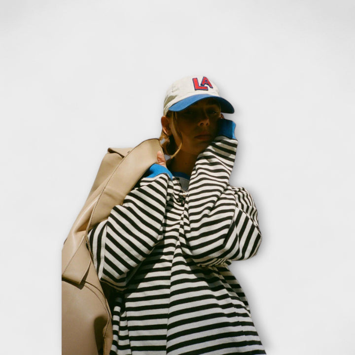 Marlène - Pull oversize rayé bleu et blanc