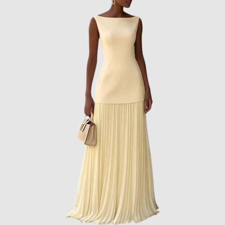 Eliška - Robe maxi sans manches avec un motif plissé