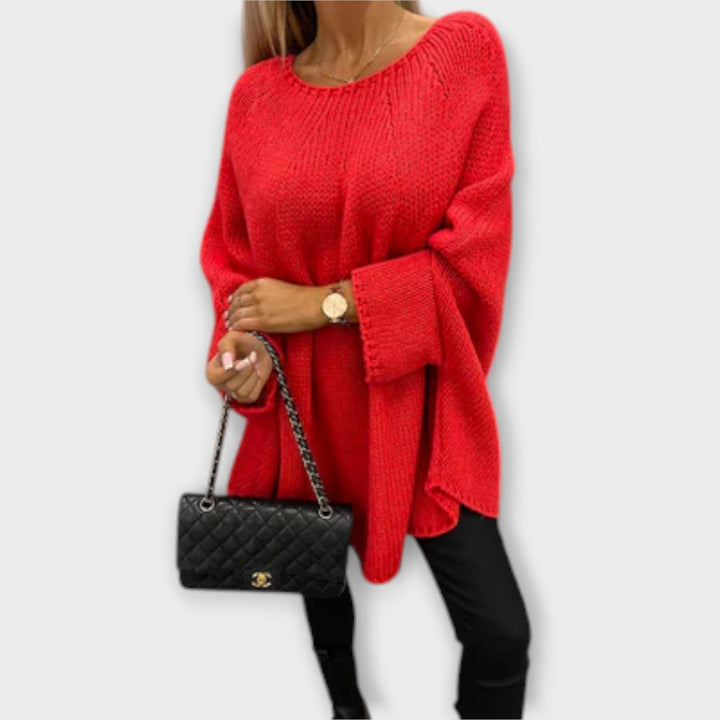 Isabelle - Pull beige pour femmes avec col rond