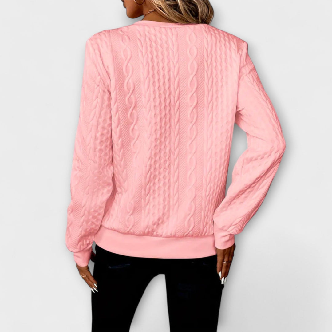 Joëlle - Pull en tricot élégant blanc avec motif en relief